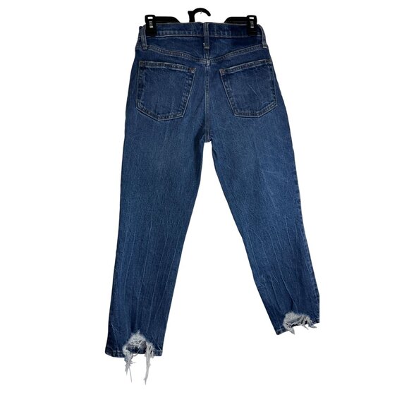 Abercrombie & Fitch Boyfriend Mid Rise Distressed Jeans Women's 24/00 Blue Denim - Picture 3 of 8